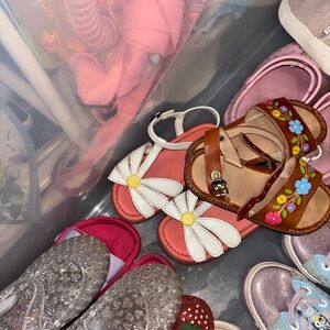 CROCS Kids White and Brown Floral Sandals